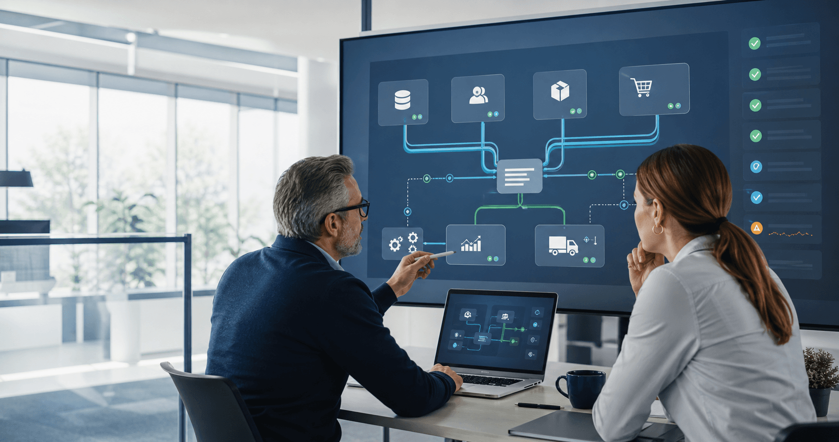 Carte d’intégration reliant ERP, CRM, WMS et outils métier d’une PME